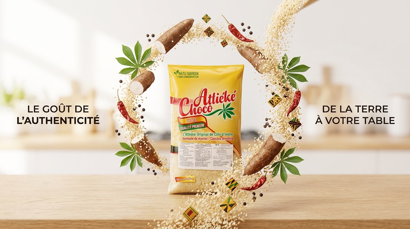 Attiéké Choco (Semoule de manioc Premium - Nourivoire) - Vue 1